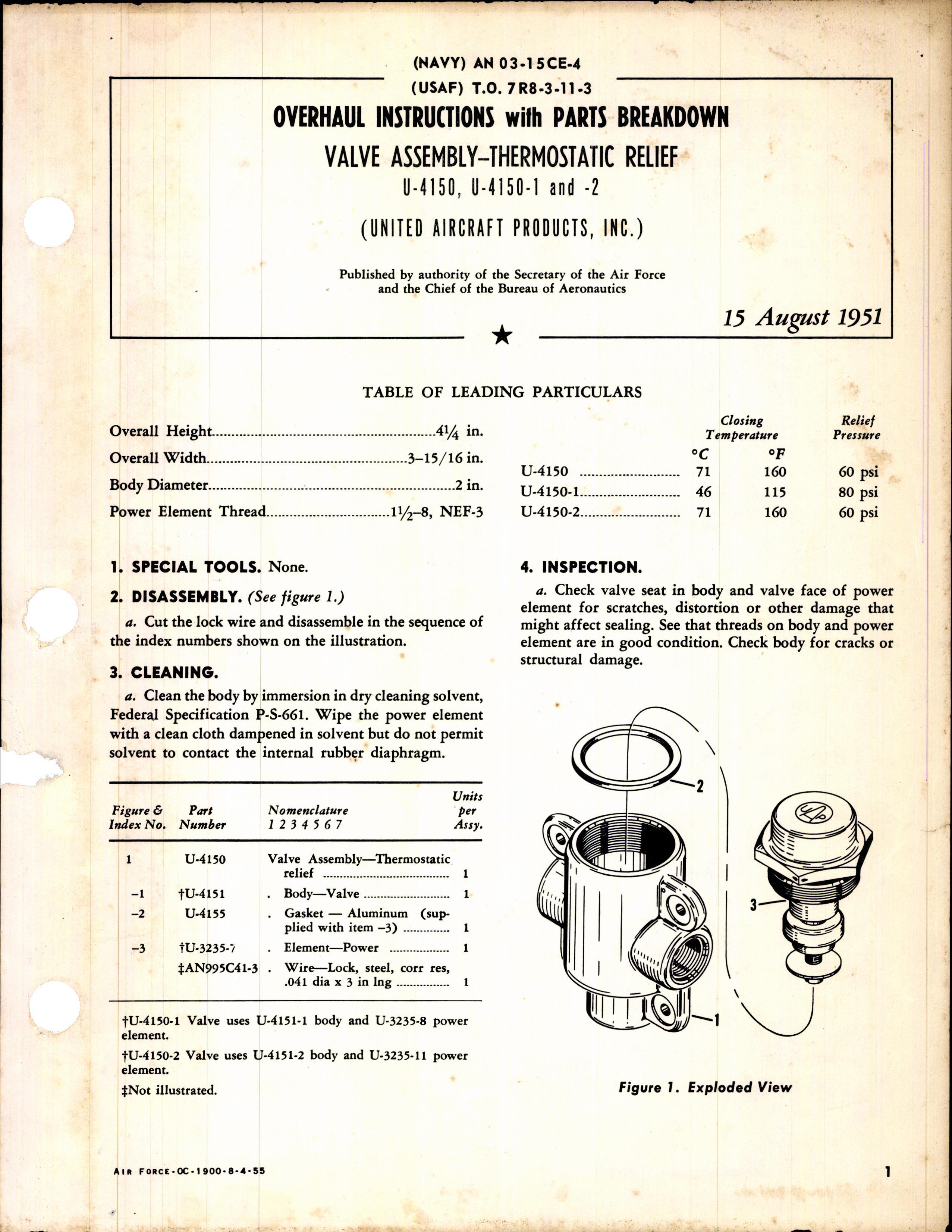 Sample page 1 from AirCorps Library document: Overhaul Instructions with Parts Breakdown for Valve Assembly - Thermostatic Relief
