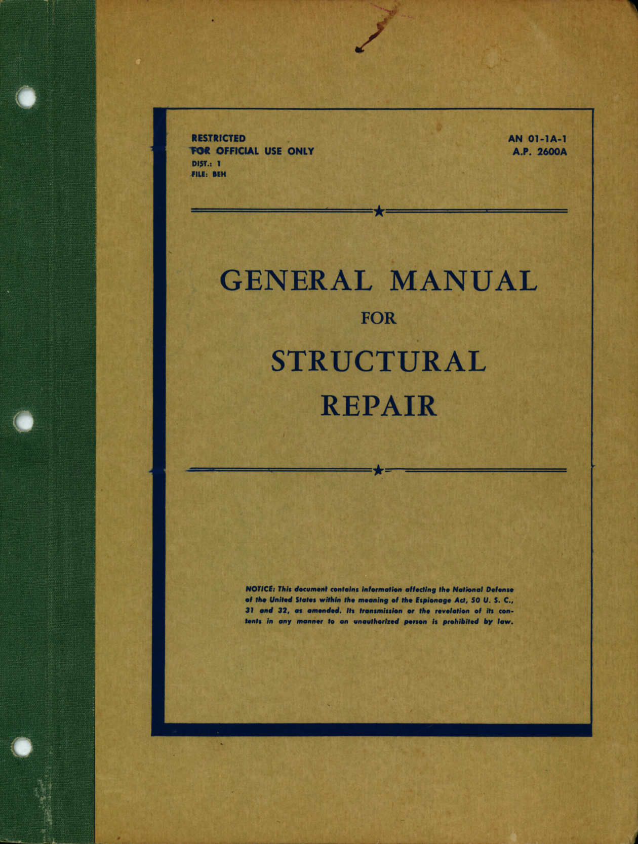 Sample page 1 from AirCorps Library document: General Manual for Structural Repair - First Edition