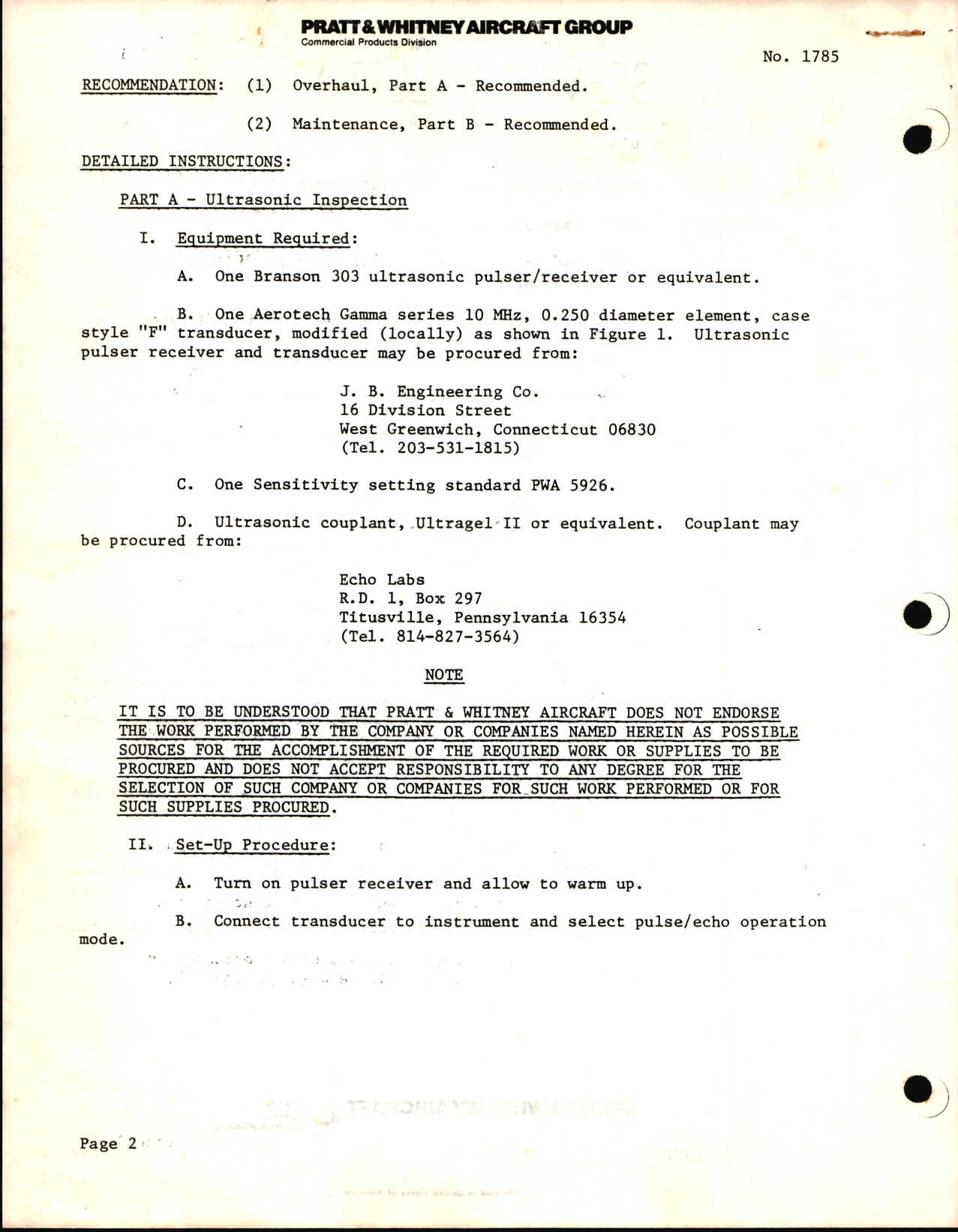 Sample page 2 from AirCorps Library document: Ultrasonic and Visual Inspection of Cylinder Head