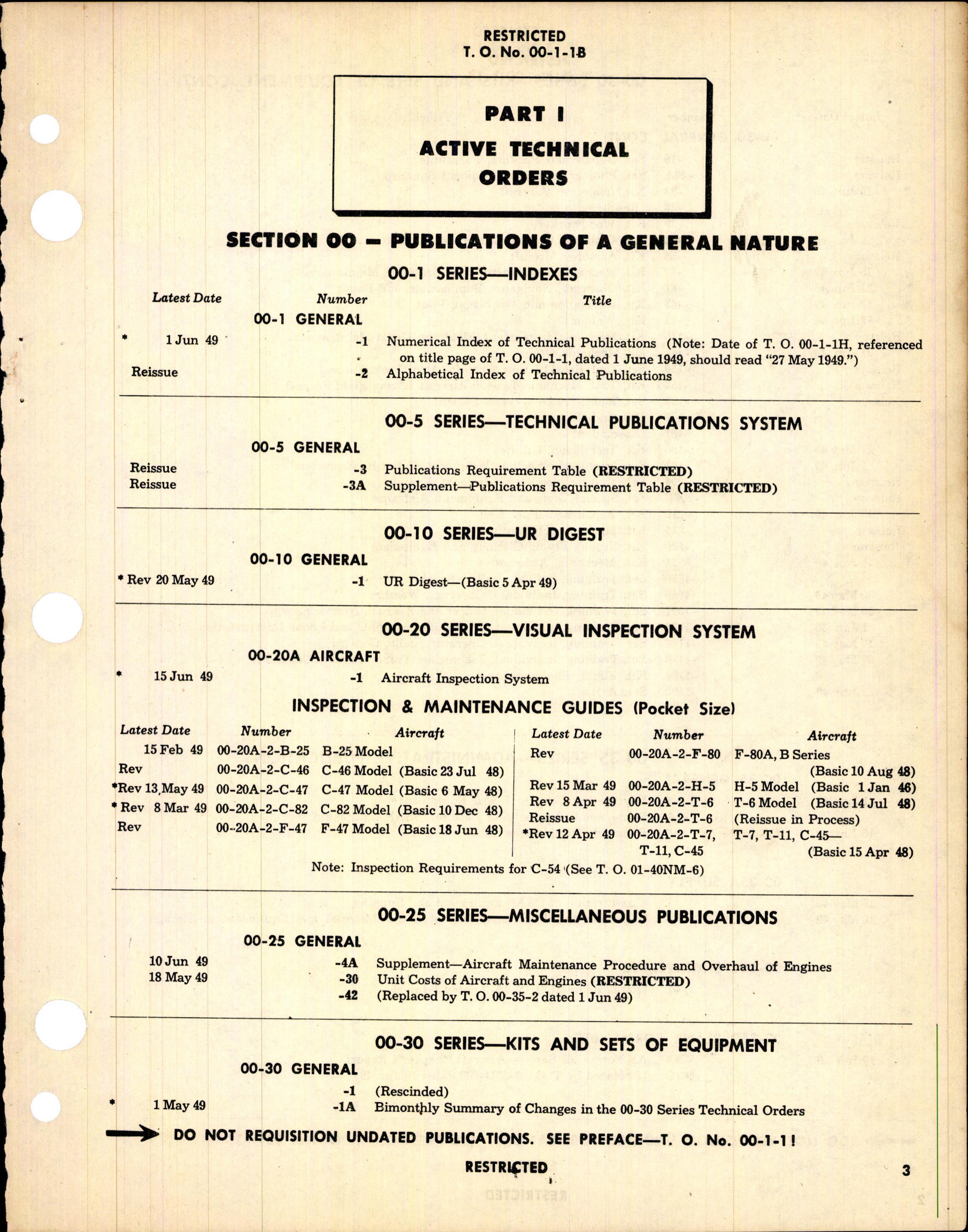 Sample page 3 from AirCorps Library document: Numerical List of Technical Publications