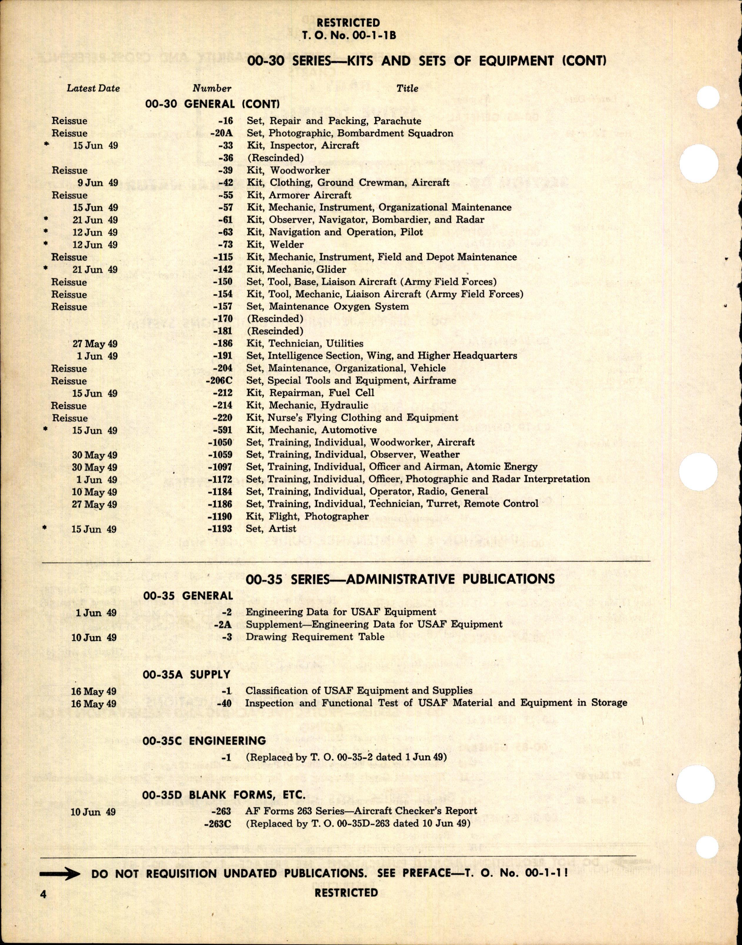 Sample page 4 from AirCorps Library document: Numerical List of Technical Publications