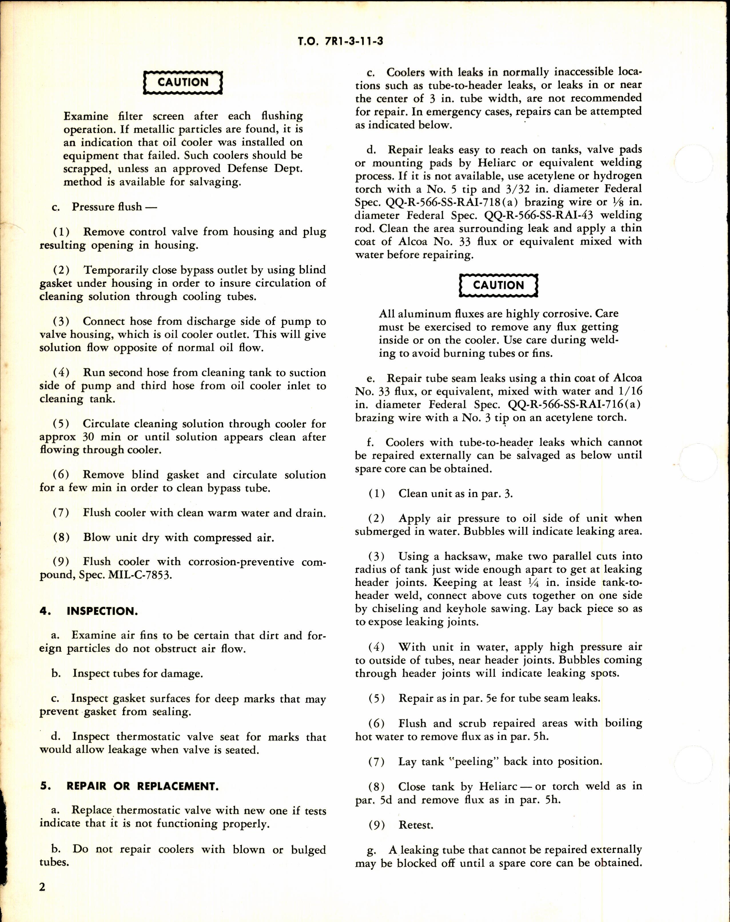 Sample page 2 from AirCorps Library document: Overhaul Instructions with Parts Breakdown for Oil Cooler Assembly
