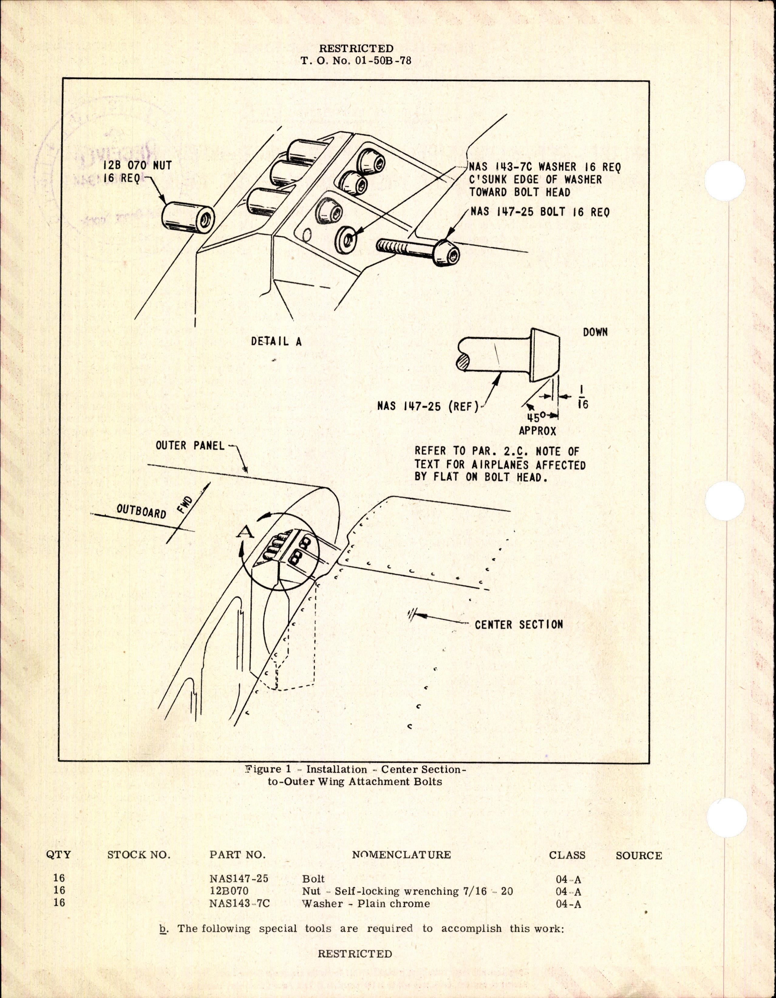 Sample page 2 from AirCorps Library document: Replacement of Center Section-To-Outer Wing Panel Front Spar Attachment Bolts - BT-13, BT-13A, BT-15, And SNV-1