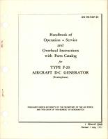 Operation, Service and Overhaul Instructions with Parts Catalog for Aircraft DC Generator - Type F-20