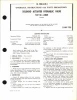 Overhaul Instructions with Parts Breakdown for Solenoid Actuated Hydraulic valve Part No. A-40020