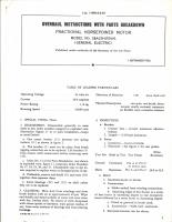 Overhaul Instructions with Parts Breakdown for Fractional Horsepower Motor Model No. 5BA25HJ106AL