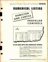 Numerical Listing, Hamilton and Curtiss Propeller Controls