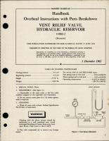 Overhaul Instructions with Parts Breakdown for Hydraulic Reservoir Vent Relief Valve - Part 11802-2 