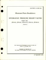 Illustrated Parts Breakdown for Hydraulic Pressure Relief Valves - Parts AB-8-01, AB-8-02, AB-8-02A, AB-8-03, and AB-68-04