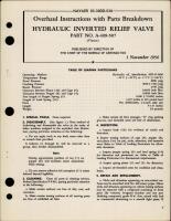 Overhaul Instructions with Parts Breakdown for Hydraulic Inverted Relief Valve - Part A-409-507