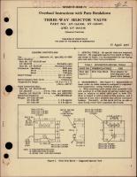 Overhaul Instructions with Parts for Three Way Selector Valve - Parts AV-13A1120, AV-13A1127 and AV-13A1138