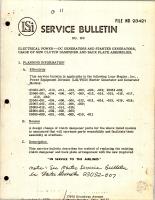 Service Bulletin No. 169 for DC Generators and DC Starter Generators - Usage of New Clutch Dampener and Back Plate Assemblies