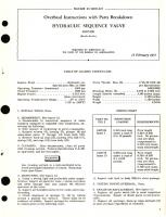 Overhaul Instructions with Parts Breakdown for Hydraulic Sequence Valve Part No. 1007490 