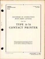 Handbook of Instructions with Parts Catalog for Type A-7A Contact Printer