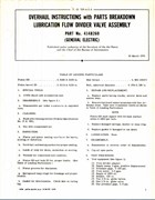 Overhaul Instructions with Parts Breakdown Lubrication Flow Divider Valve Assembly