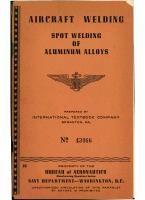 Aircraft Welding - Spot Welding of Aluminum Alloys - Bureau of Aeronautics