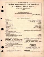 Overhaul Instructions with Parts Breakdown for Hydraulic Relief Valve - Part A-6020-2500-1
