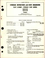 Overhaul Instructions with Parts Breakdown for Hydraulic Flow Control Valve Assembly - 3267767-502, 3267767-504