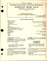 Overhaul Instructions with Parts Breakdown for Hydraulic Relief Valve - Part A-40155A-3650 