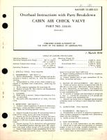 Overhaul Instructions with Parts Breakdown for Cabin Air Check Valve Part No. 2261A1 