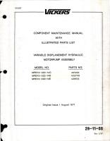 Maintenance Manual with Illustrated Parts List for Variable Displacement Hydraulic Motorpump Assembly - Model MPEV3-022-14C, MPEV3-022-14D, and MPEV3-022-14E