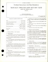 Overhaul Instructions with Parts for Manually Operated Slide Shut Off Valve - Part WM312-1-1/2D