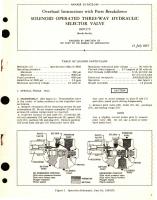 Overhaul Instructions with Parts Breakdown for Solenoid Operated Three-Way Hydraulic Selector Valve Part No. 1007375