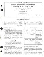 Overhaul Instructions with Parts Breakdown for Hydraulic Sequence Valve Part No. 1008463 