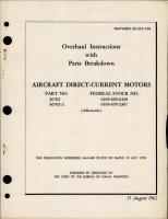 Overhaul Instructions with Parts Breakdown for Direct Current Motors - Parts 36702, 36702-2 
