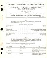 Overhaul Instructions with Parts Breakdown Hydraulic Solenoid-Operated Landing Gear Control Valve Part No. 1371-579327 