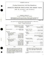 Overhaul Instructions with Parts Breakdown for Absolute Pressure Regulator and Relief Valve, 1361-596512 