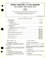 Overhaul Instructions with Parts Breakdown for Valve Assembly, Cabin Pressure Relief Part No. 5105276 