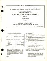 Overhaul Instructions with Parts for Motor Driven Fuel Booster Pump Assembly - Model 122948-110-01 