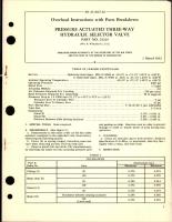 Overhaul Instructions with Parts for Pressure Actuated Three Way Hydraulic Selector Valve - Part 25214