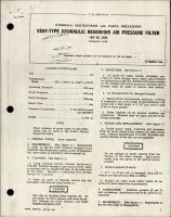 Overhaul Instructions with Parts for Vent Type Hydraulic Reservoir Air Pressure Filter - Part 51020 