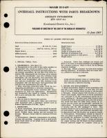 Overhaul Instructions with Parts Breakdown for Aircraft Dynamotor - Part 49527-A-1 