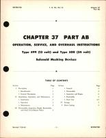 Operation, Service, and Overhaul Instruction for Solenoid Meshing Devices, Chapter 37 Part AB