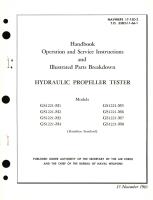 Operation and Service Instructions and Illustrated Parts Breakdown for Hydraulic Propeller Tester Models GS1221