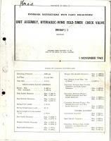 Overhaul Instructions with Parts for Hydraulic Wing Fold Timer Check Valve Unit Assembly - 89H1069-1 and 89H1069-3