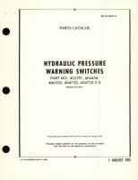 Parts Catalog for Hydraulic Pressure Warning Switches Part No. 402291, 404456, 466320, 404720 