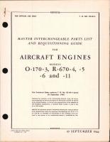 Master Interchangeable Parts List & Requisitioning Guide for O-170-3, R-670-4, R-670-5, R-670-6, and R-670-11 Engines