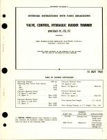 Overhaul Instructions with Parts Breakdown for Hydraulic Rudder Trimmer Control Valve - 89H1062-21, 89H1062-23, and 89H1062-25