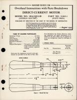 Overhaul Instructions with Parts Breakdown for Direct Current Motor - Part 51205-1 - Model 5BA25JJ519B 