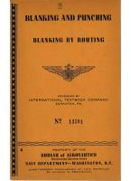 Blanking and Punching - Blanking by Routing - Bureau of Aeronautics