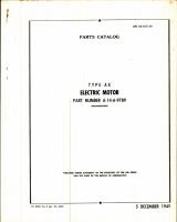 Parts Catalog for Westinghouse Type AK Electric Motor