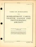 Table of Dimensions for Bombardment, Cargo, Fighter, Liaison, and Photographic Aircraft