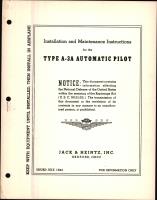 Installation and Maintenance Instructions for the Type A-3A Automatic Pilot (Jack & Heintz),