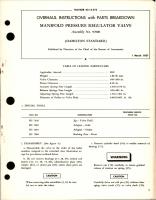 Overhaul Instructions with Parts for Manifold Pressure Regulator Valve - Assembly No. 97000