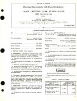 Overhaul Instructions with Parts Breakdown for Main Landing Gear Bypass Valve Part No. 1359-579261 