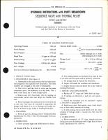 Overhaul Instructions with Parts Breakdown for Sequence Valve with Thermal Relief 52-01-1 and 52-01-2